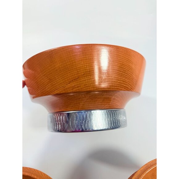 Teak Wood and Chrome Salad Bowl Set Hellerware Mid Century Vintage Retro Collect - Picture 3 of 16